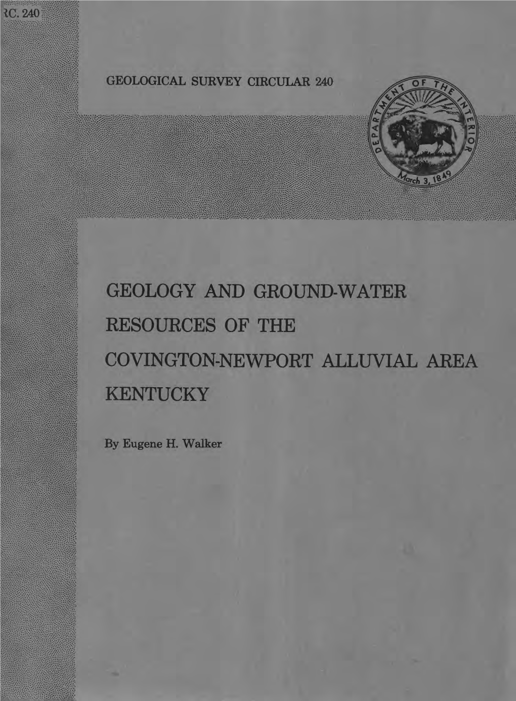 Geology and Ground-Water Resources of the Covington-Newport Alluvial Area Kentucky