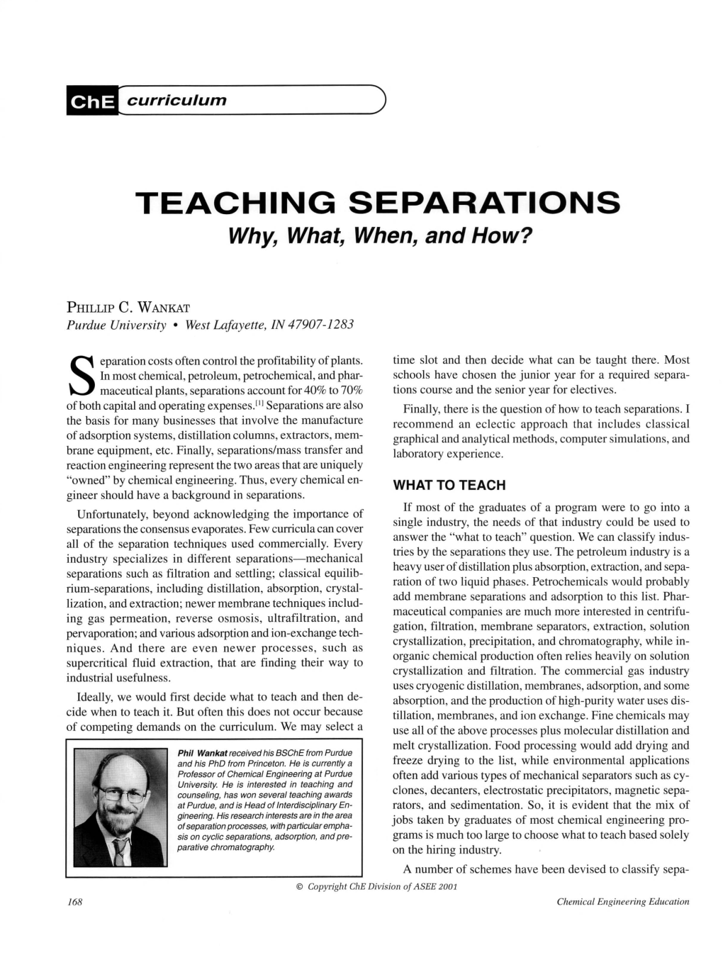 TEACHING SEPARATIONS Why, What, When, and How?