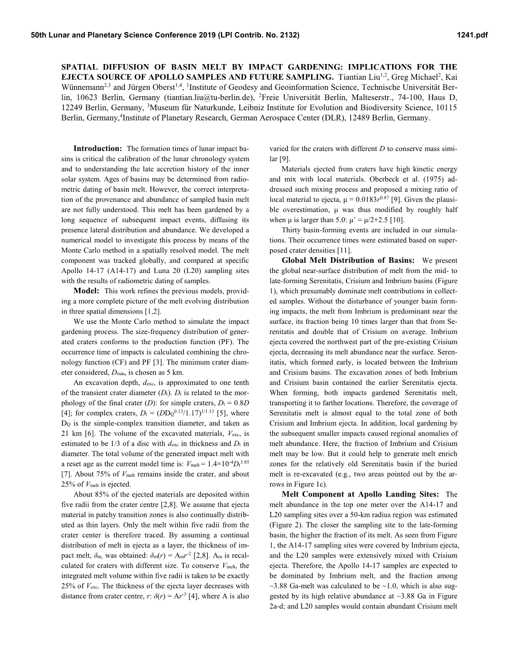 Spatial Diffusion of Basin Melt by Impact Gardening: Implications for the Ejecta Source of Apollo Samples and Future Sampling