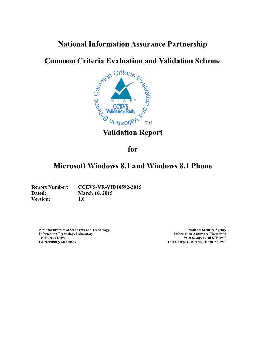 National Information Assurance Partnership Common Criteria