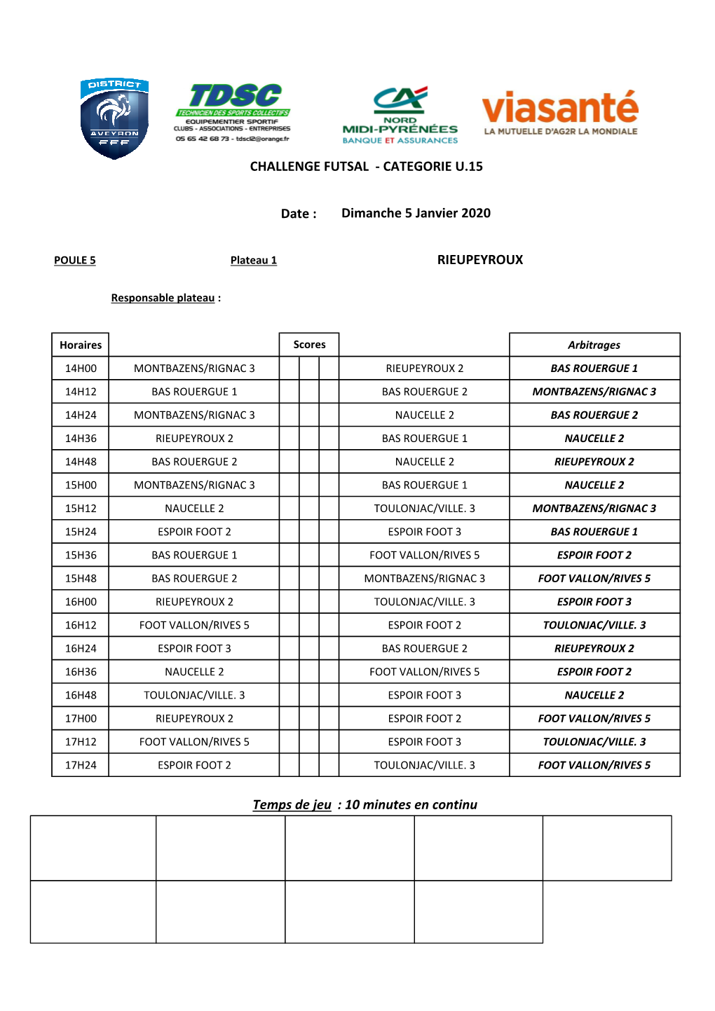 POULE 5 Plateau 1 RIEUPEYROUX