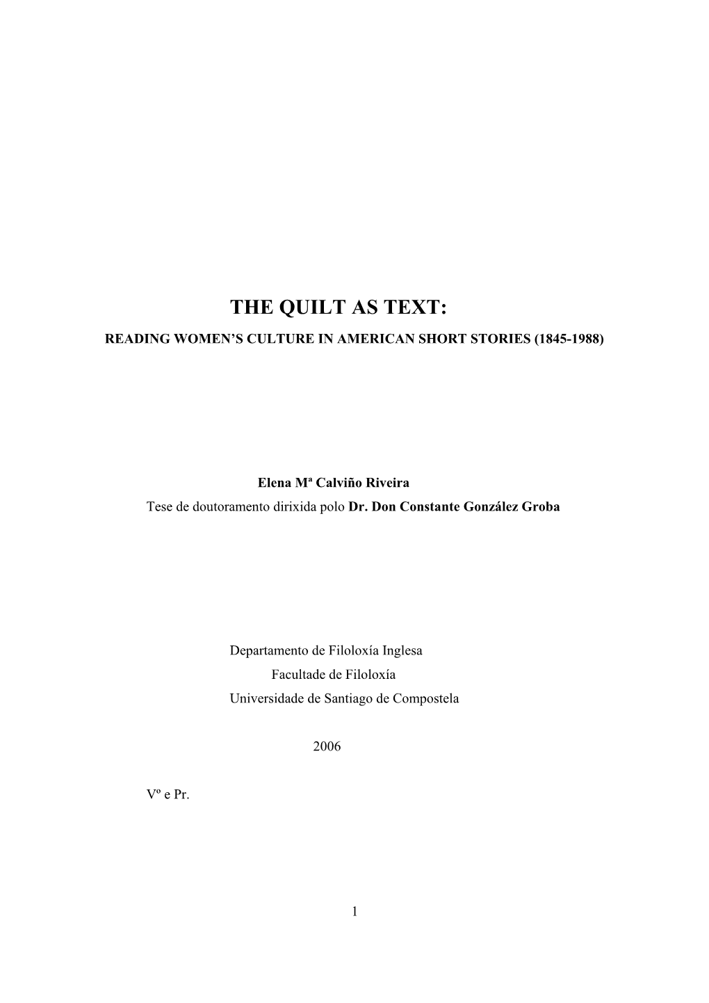The Quilt As Text