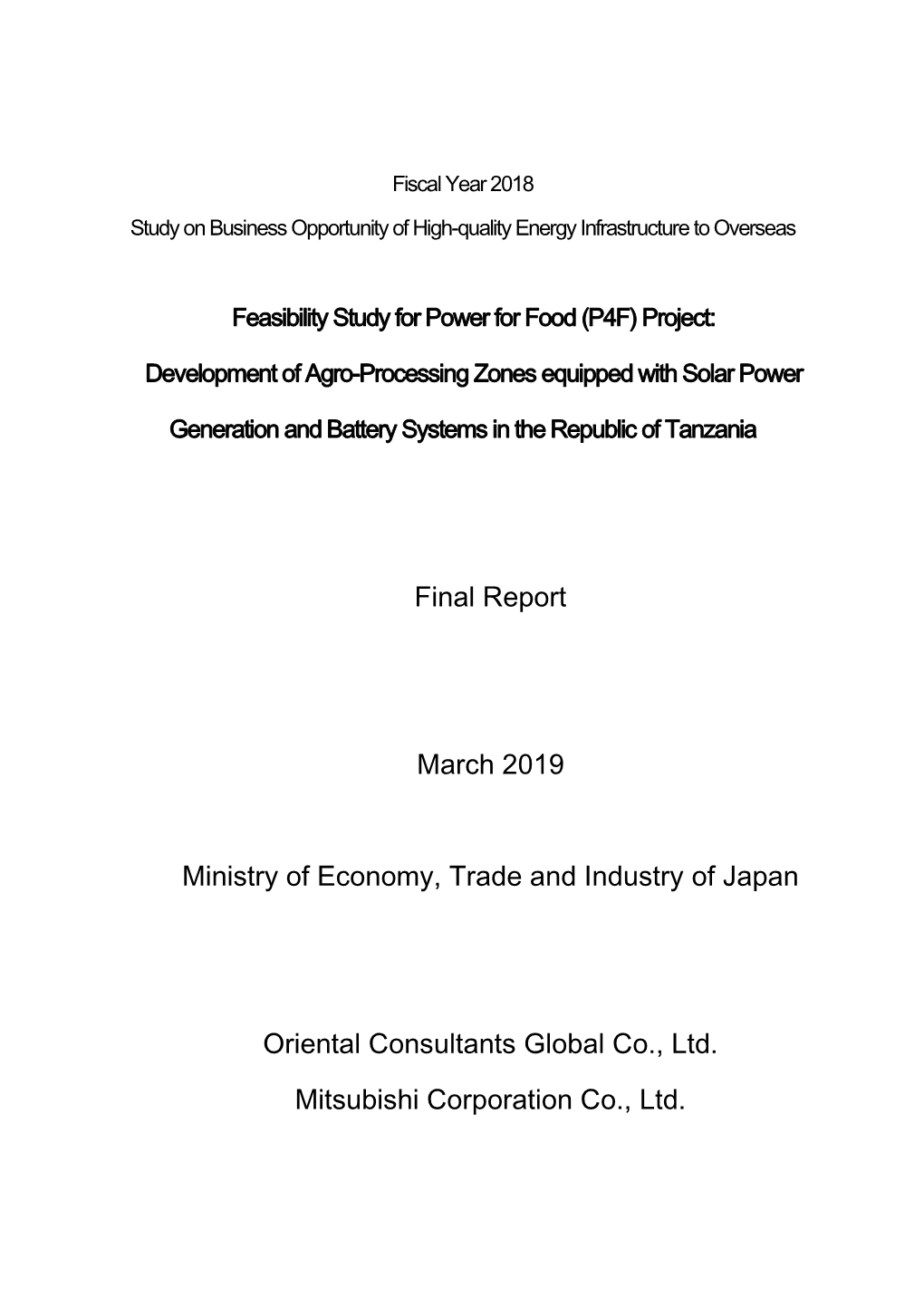 Final Report March 2019 Ministry of Economy, Trade and Industry Of