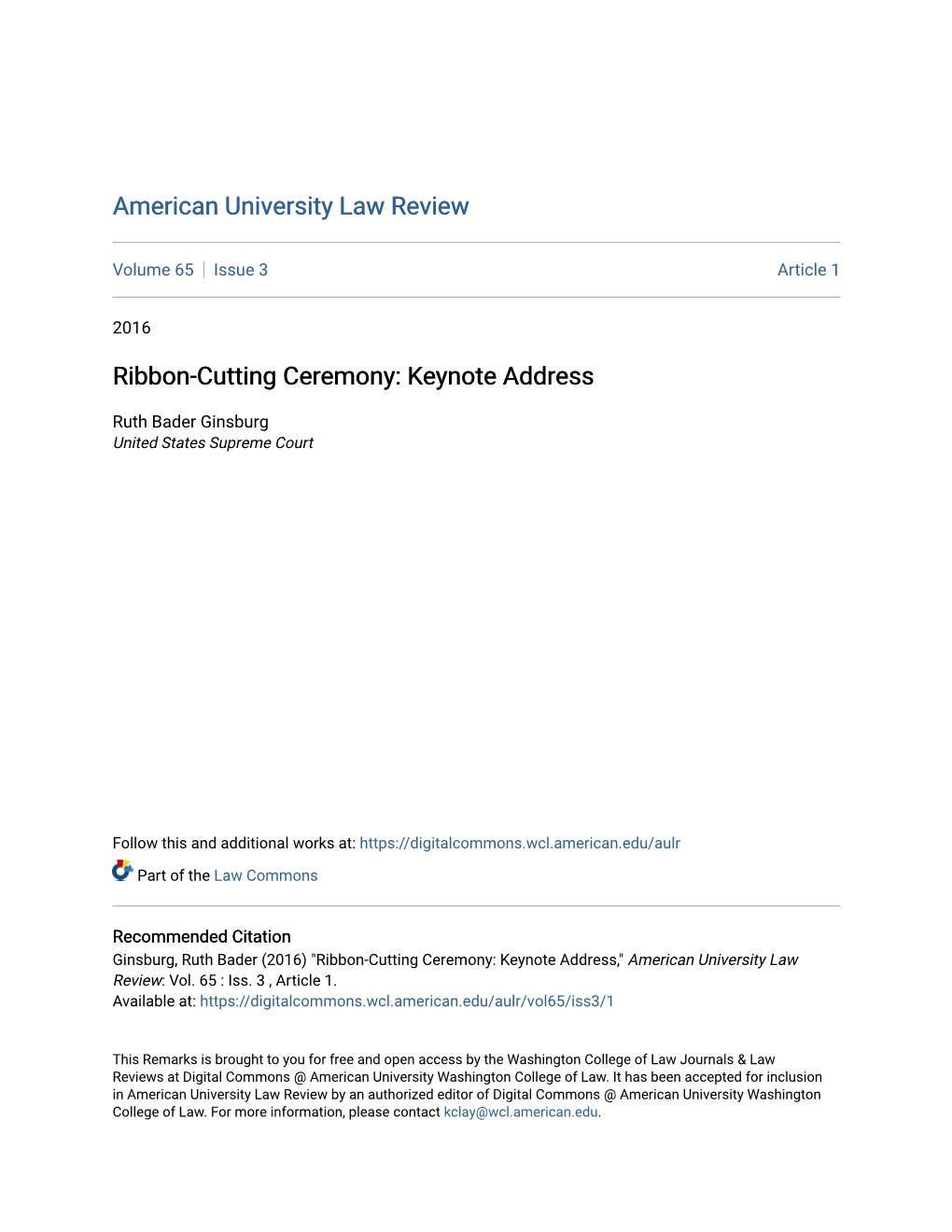 Ribbon-Cutting Ceremony: Keynote Address