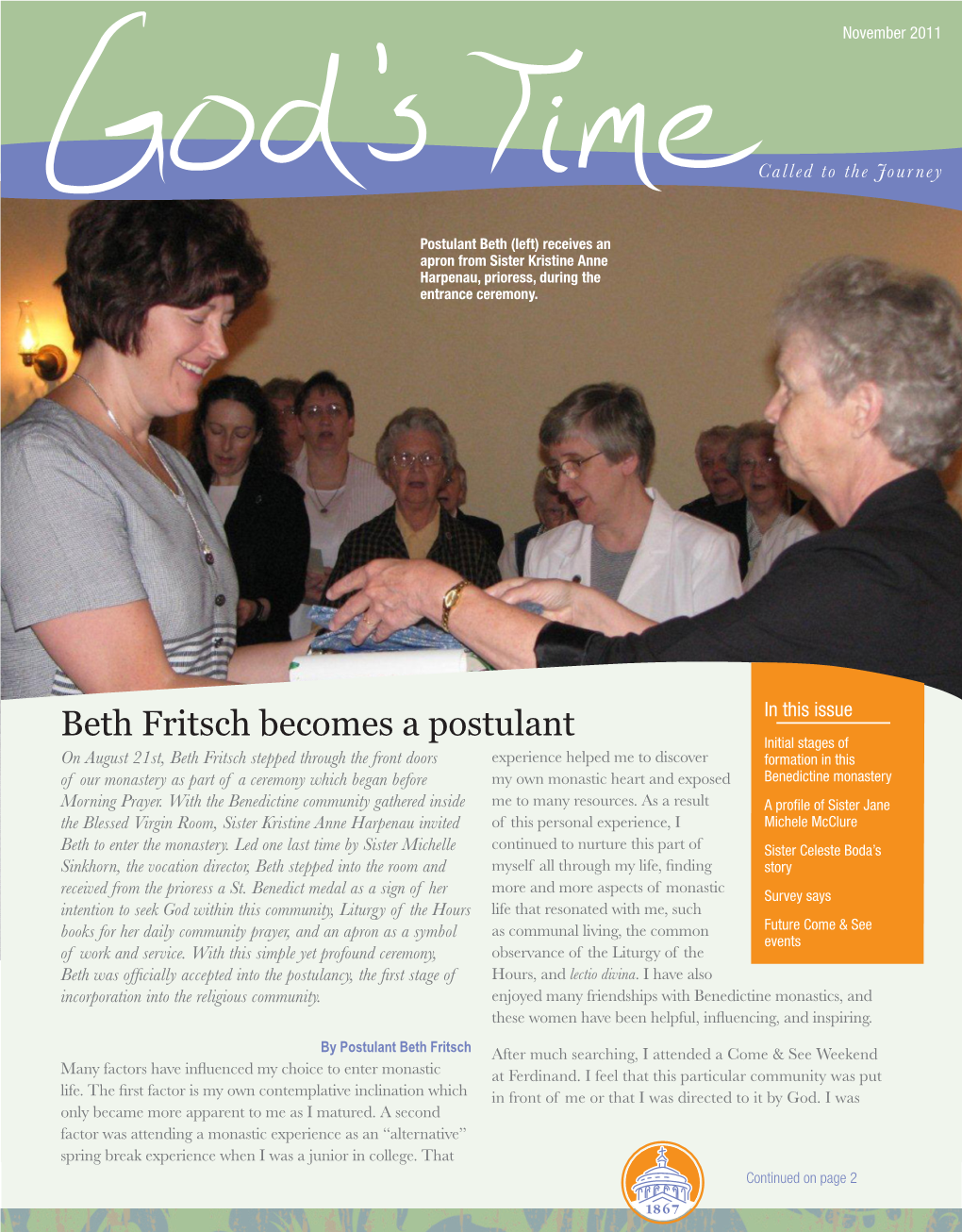 Beth Fritsch Becomes a Postulant