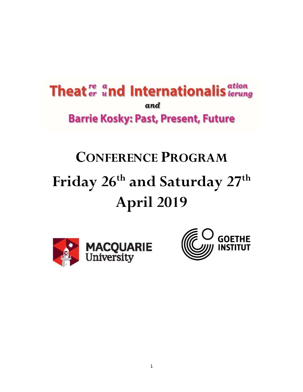 Theatre & Internationalization Conference Program 2019