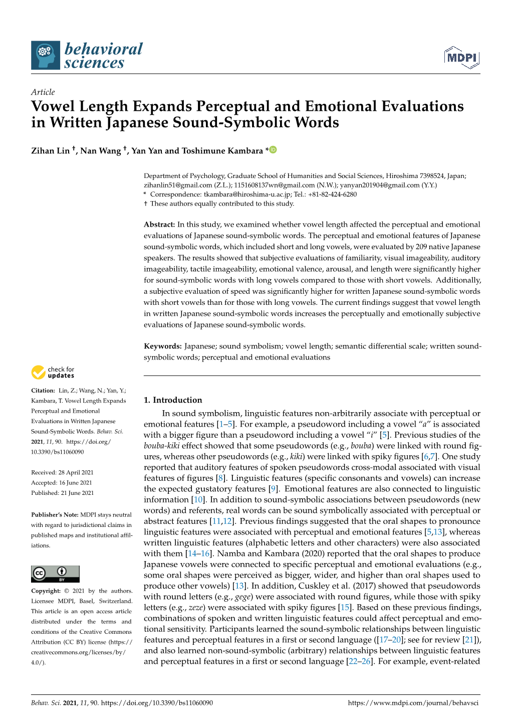 Vowel Length Expands Perceptual and Emotional Evaluations in Written Japanese Sound-Symbolic Words