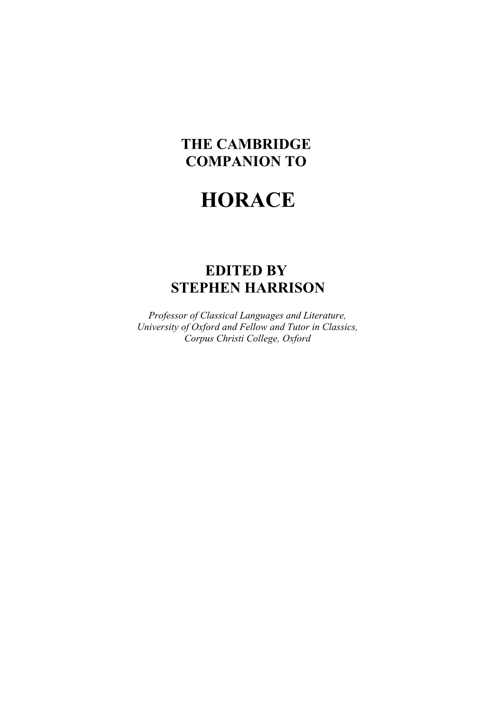 Cambridge Companion to Horace