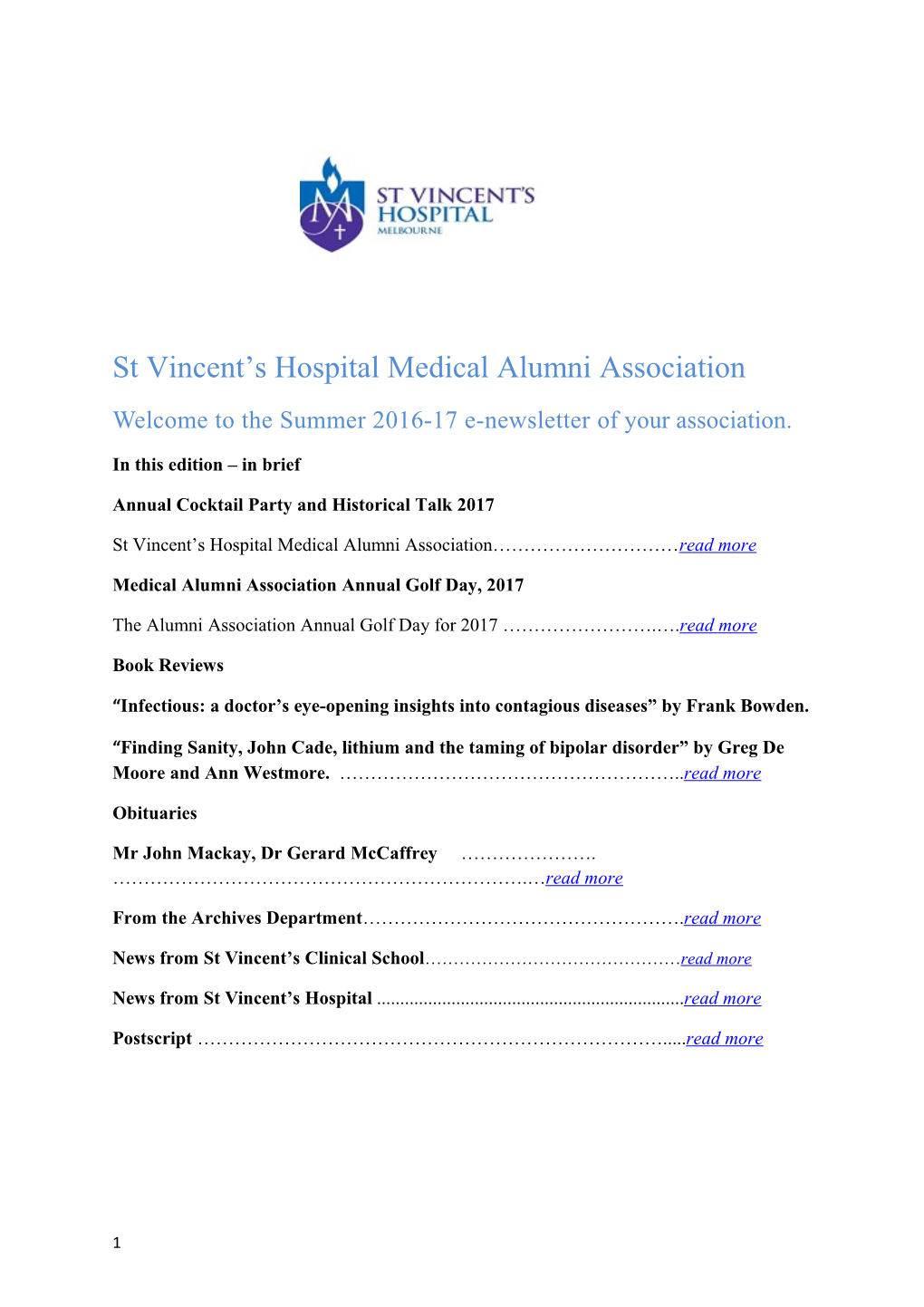 St Vincent S Hospital Medical Alumni Association