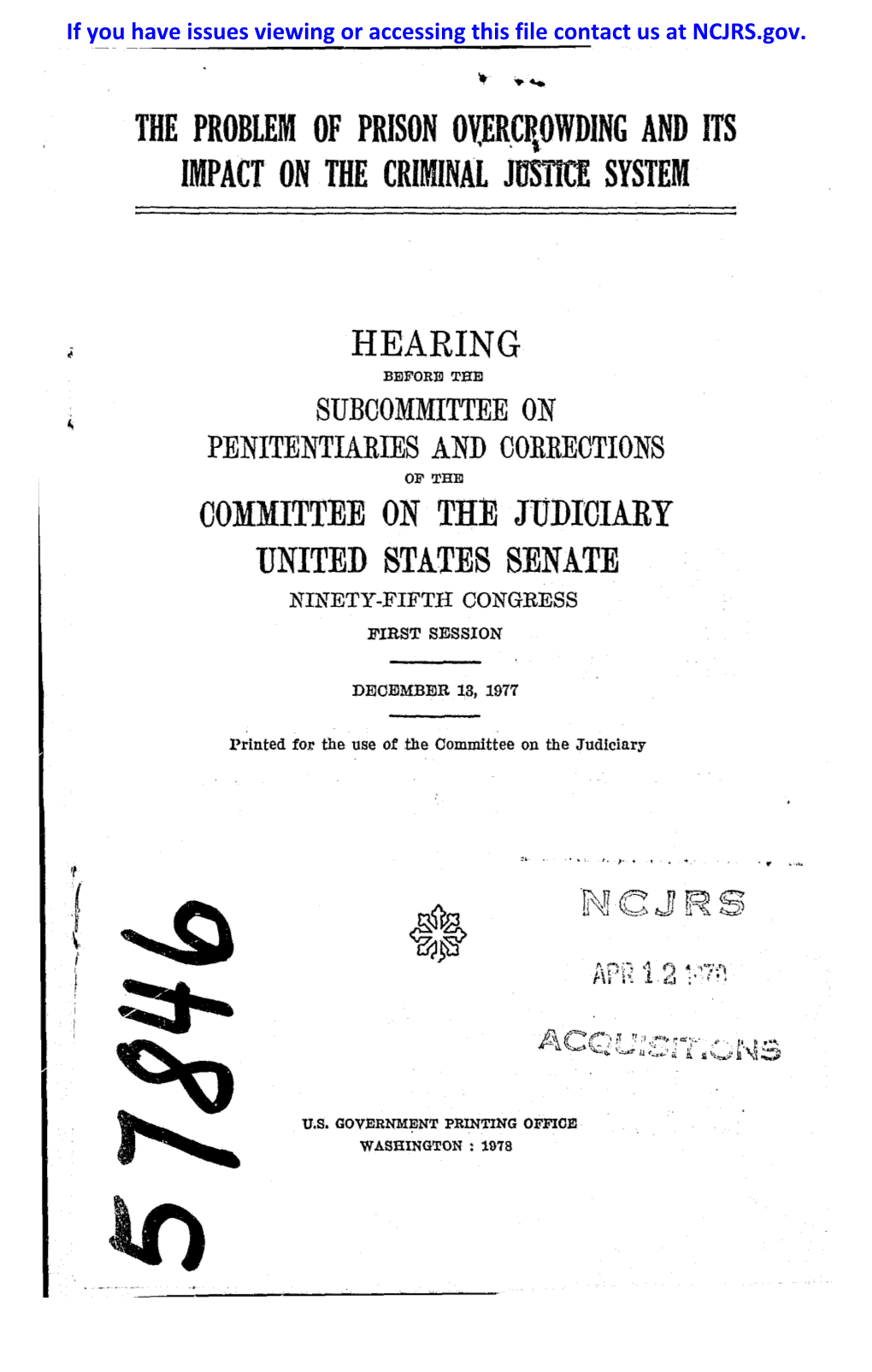 The Problem of Prison Ov,Er,Cf.Owding and Its Impact on the Criminal Jus11ce System