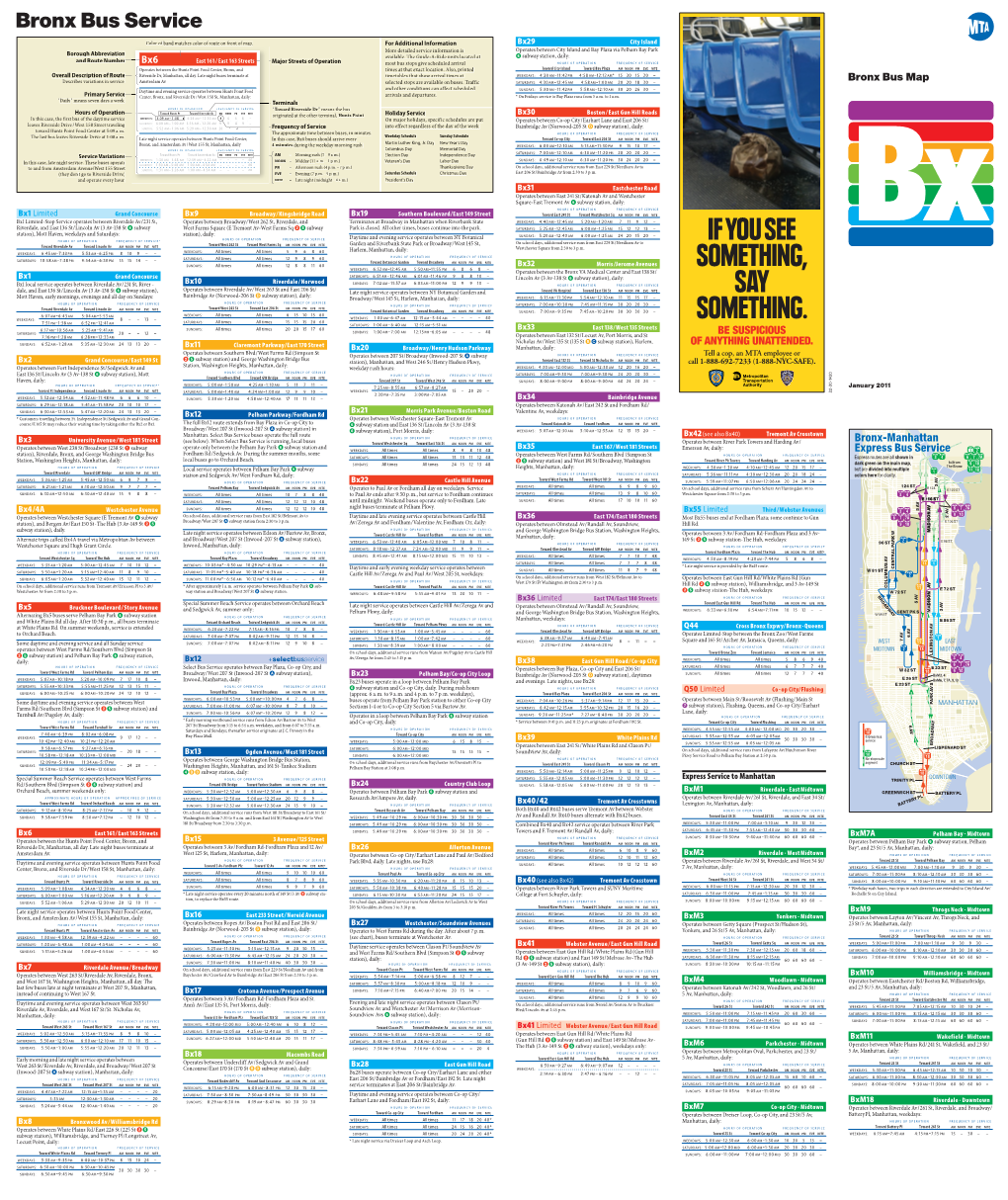 Bronx Bus Map January 2011