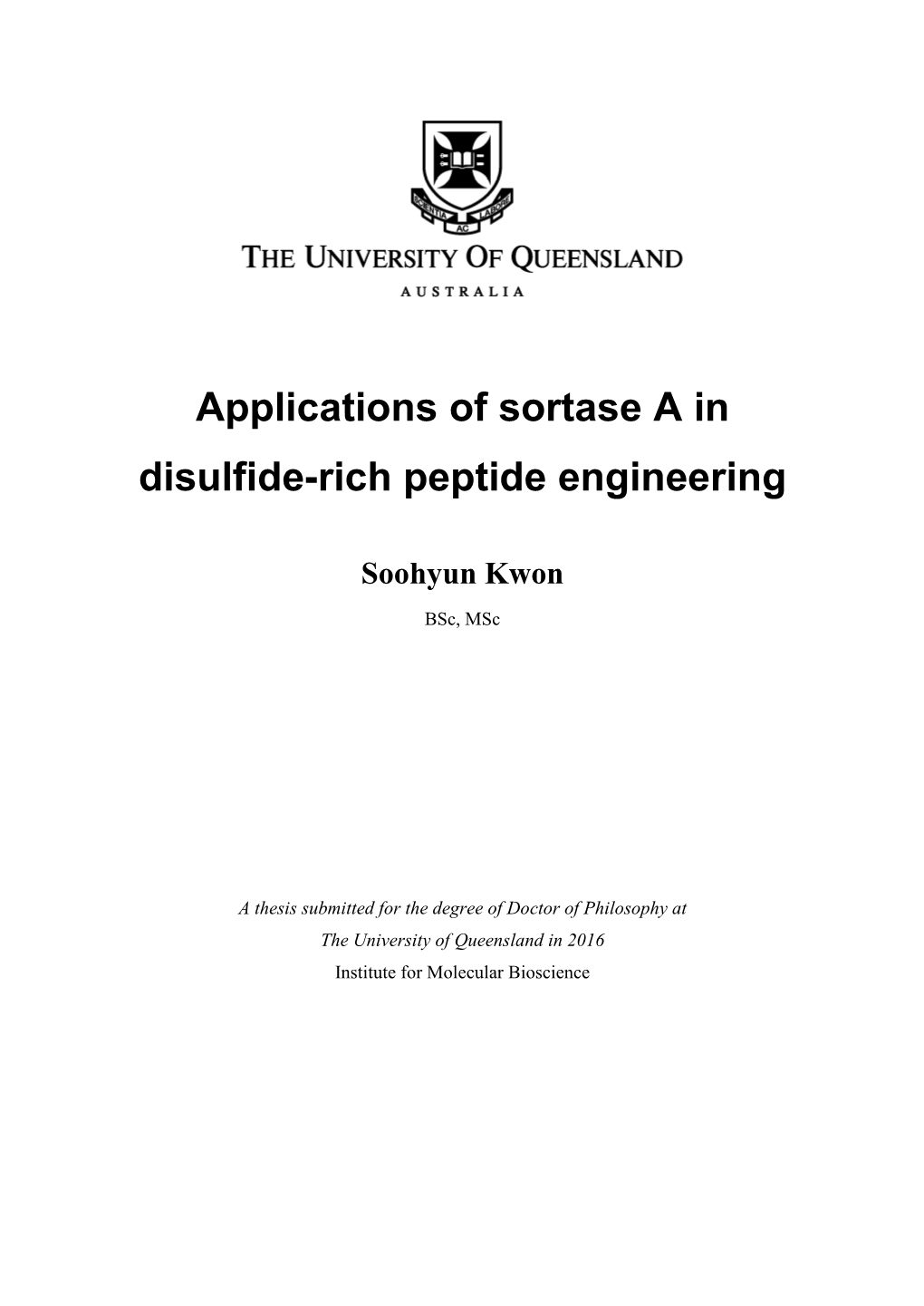 Applications of Sortase a in Disulfide-Rich Peptide Engineering