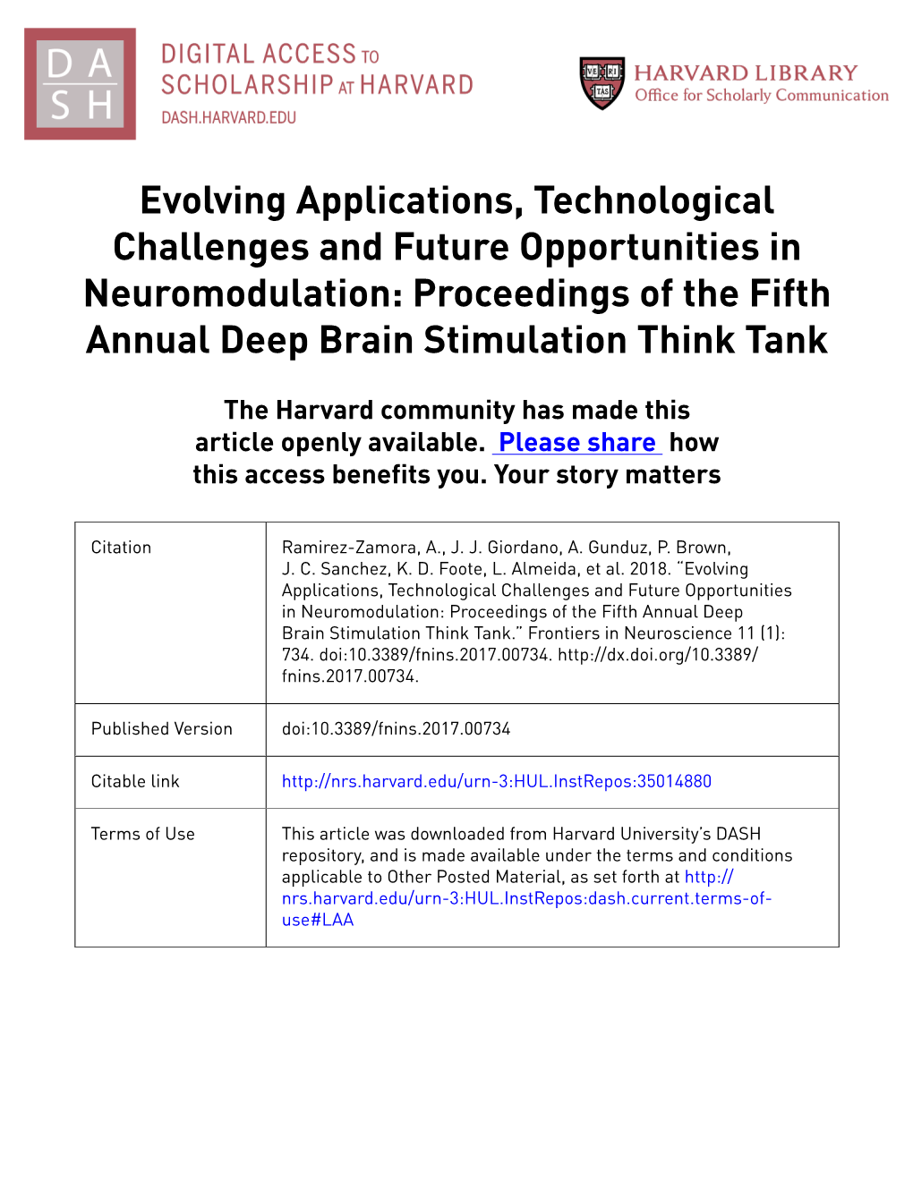 Evolving Applications, Technological Challenges and Future Opportunities in Neuromodulation: Proceedings of the Fifth Annual Deep Brain Stimulation Think Tank