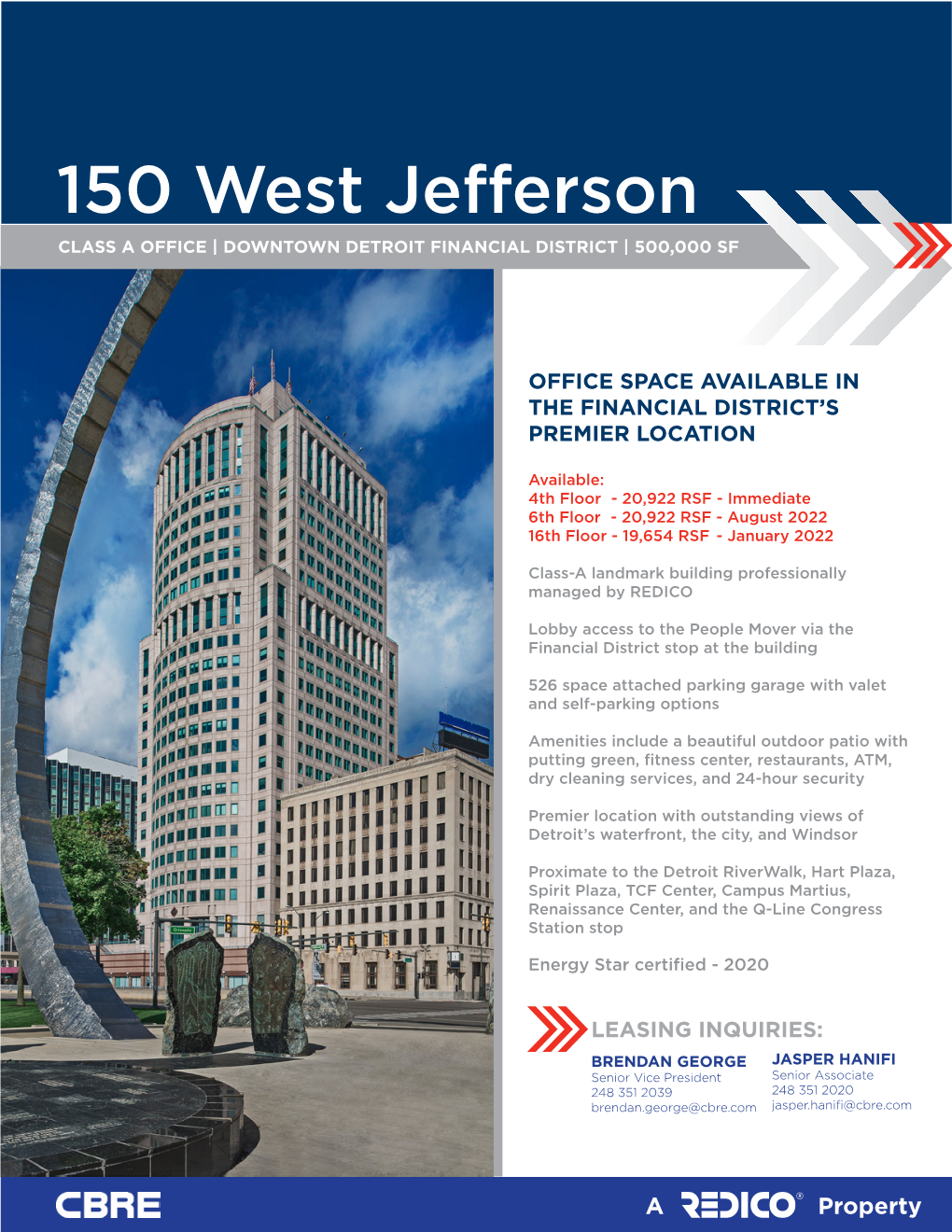 150 West Jefferson CLASS a OFFICE | DOWNTOWN DETROIT FINANCIAL DISTRICT | 500,000 SF