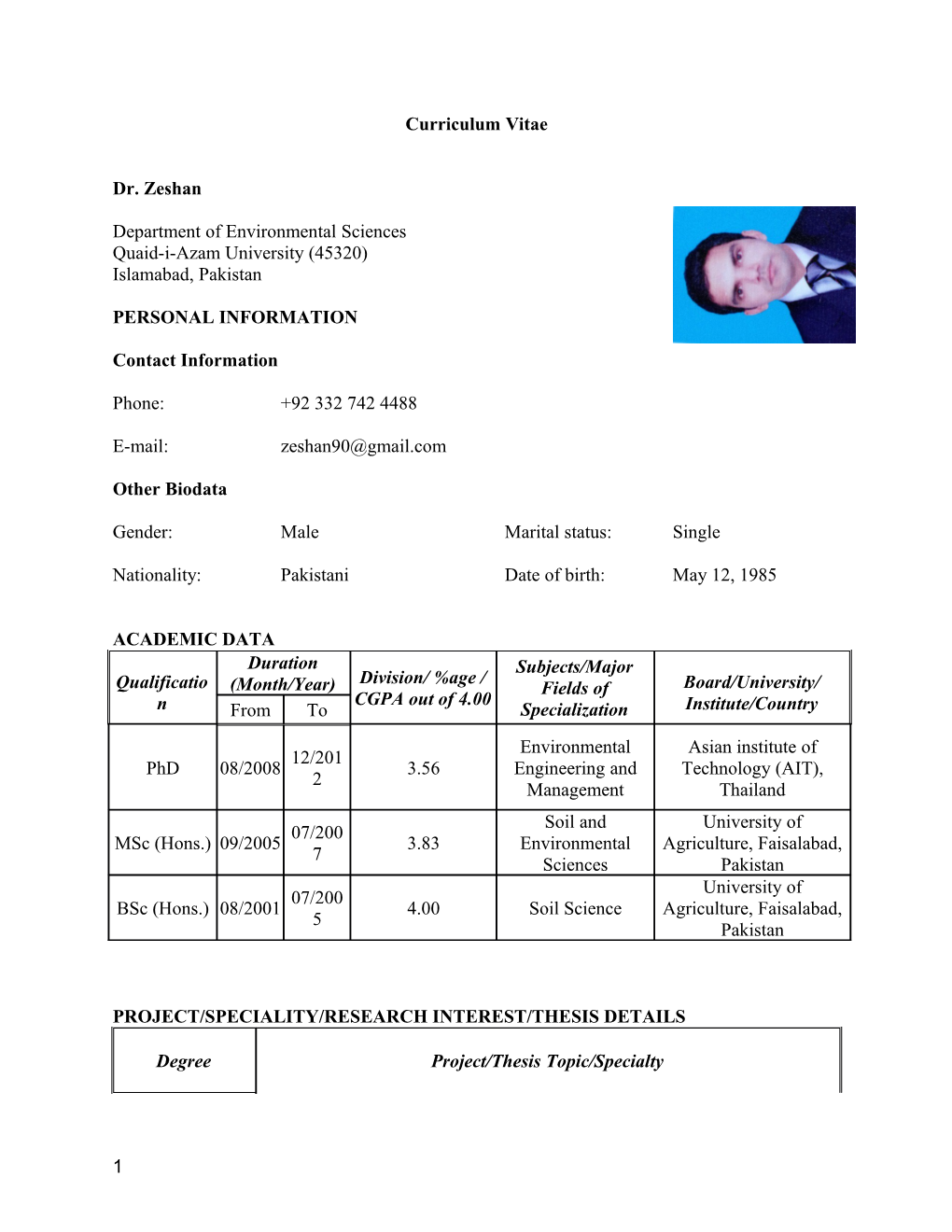 Curriculum Vitae s261