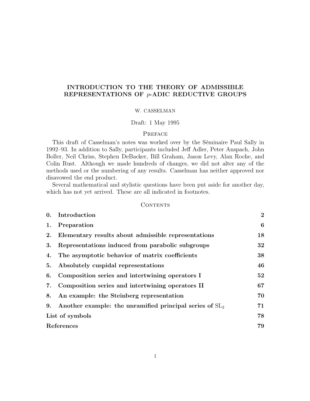 Representations of P-Adic Groups, Ph.D