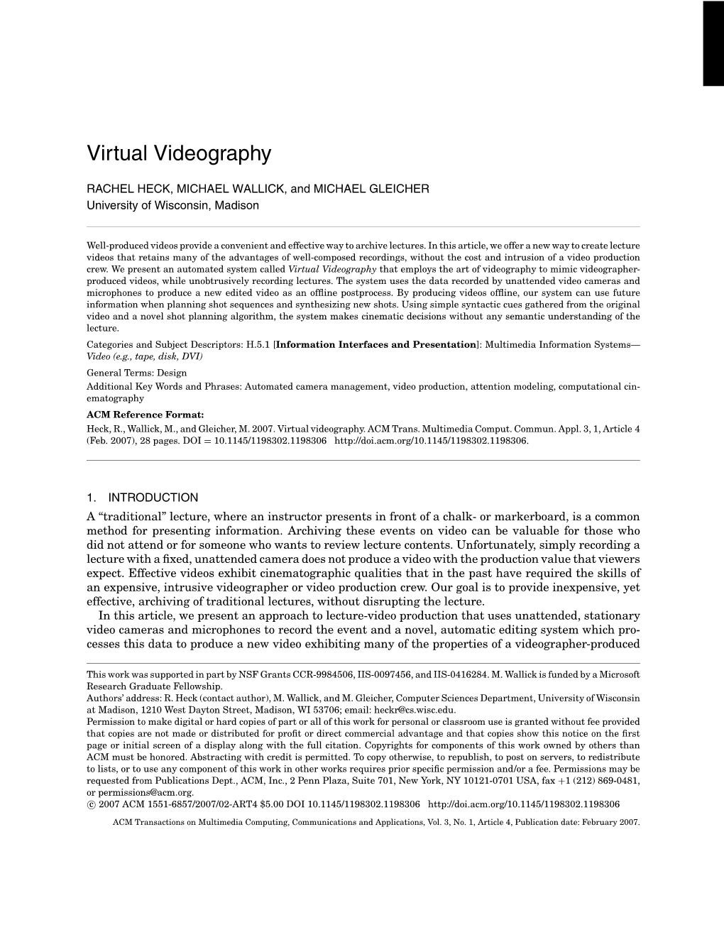 Virtual Videography