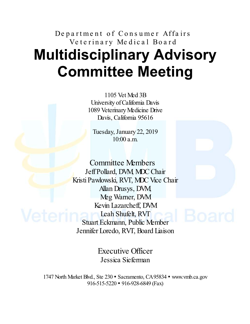 Multidisciplinary Advisory Committee Meeting