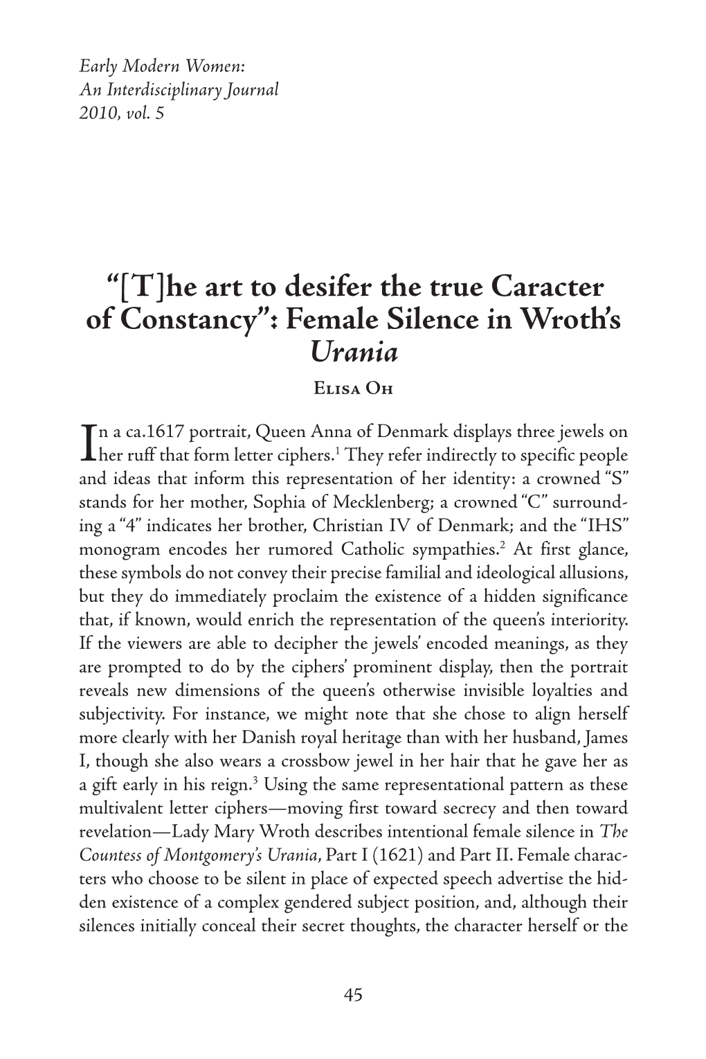 Female Silence in Wroth's Urania