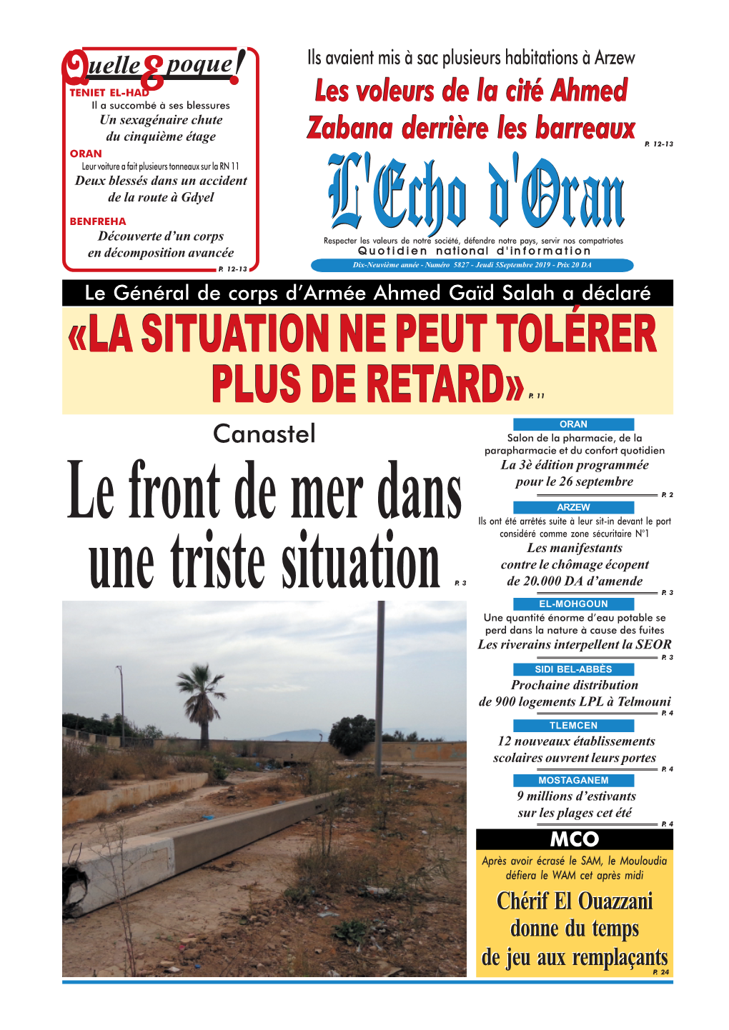 La Situation Ne Peut Tolérer Plus De Retard»P. 11