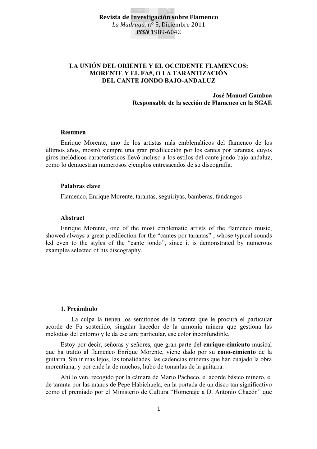 01. J.M. Gamboa Enrique Morente En La Unión