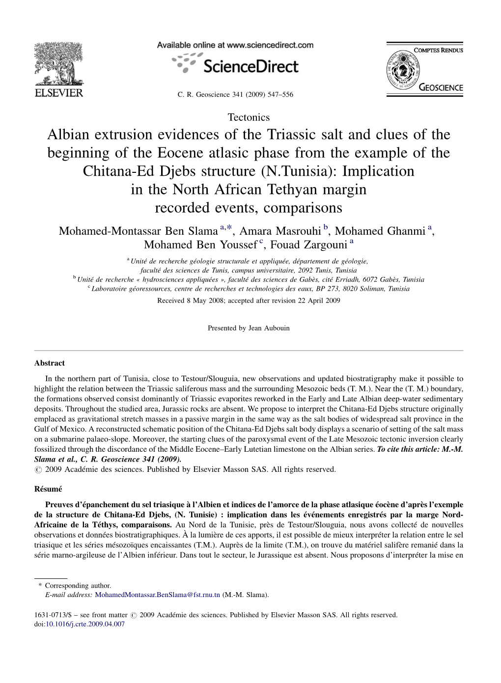 Albian Extrusion Evidences of the Triassic Salt and Clues of The