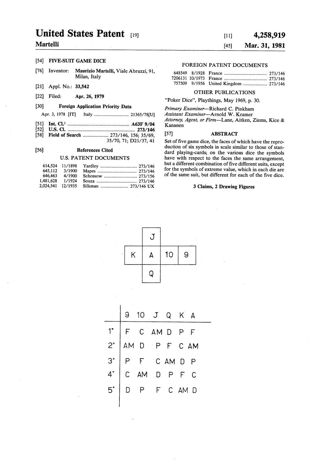 United States Patent (19) 11 4,258,919 Martelli 45 Mar