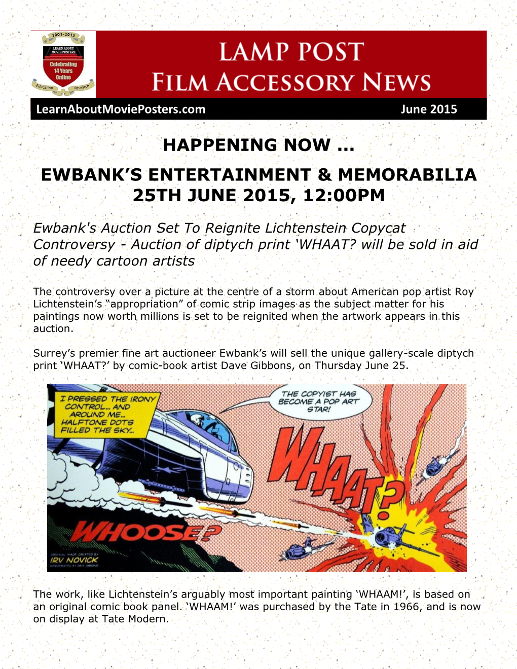 Happening Now ... Ewbank's Entertainment & Memorabilia 25Th June 2015, 12:00Pm