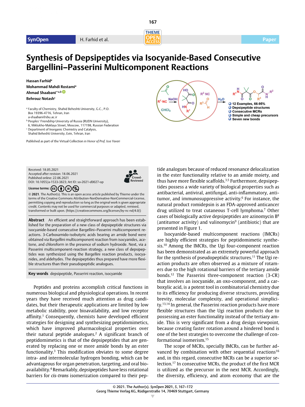 Synthesis of Depsipeptides Via Isocyanide-Based Consecutive Bargellini–Passerini Multicomponent Reactions