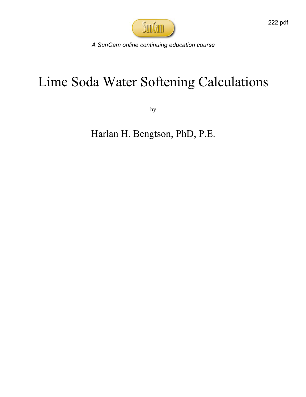 Lime Soda Water Softening Calculations