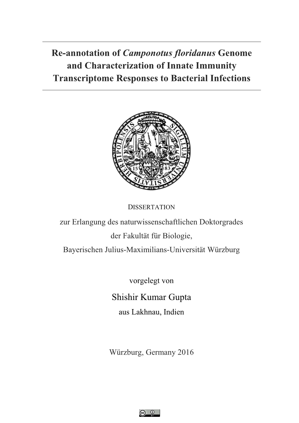 Re-Annotation of Camponotus Floridanus Genome and Characterization of Innate Immunity Transcriptome Responses to Bacterial Infections