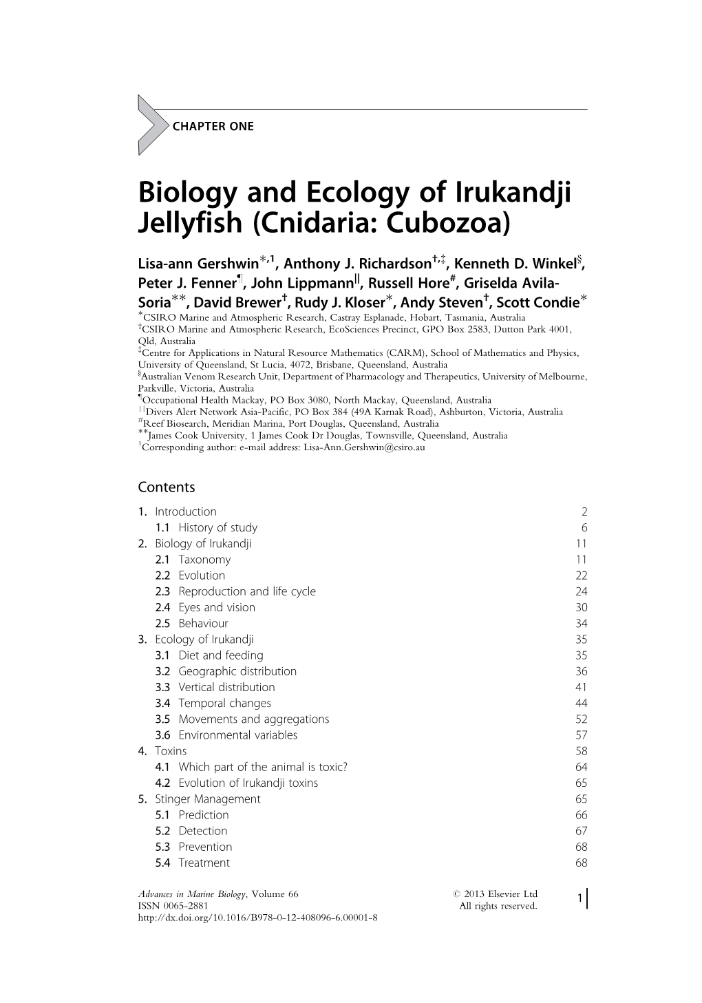 Biology and Ecology of Irukandji Jellyfish (Cnidaria: Cubozoa)