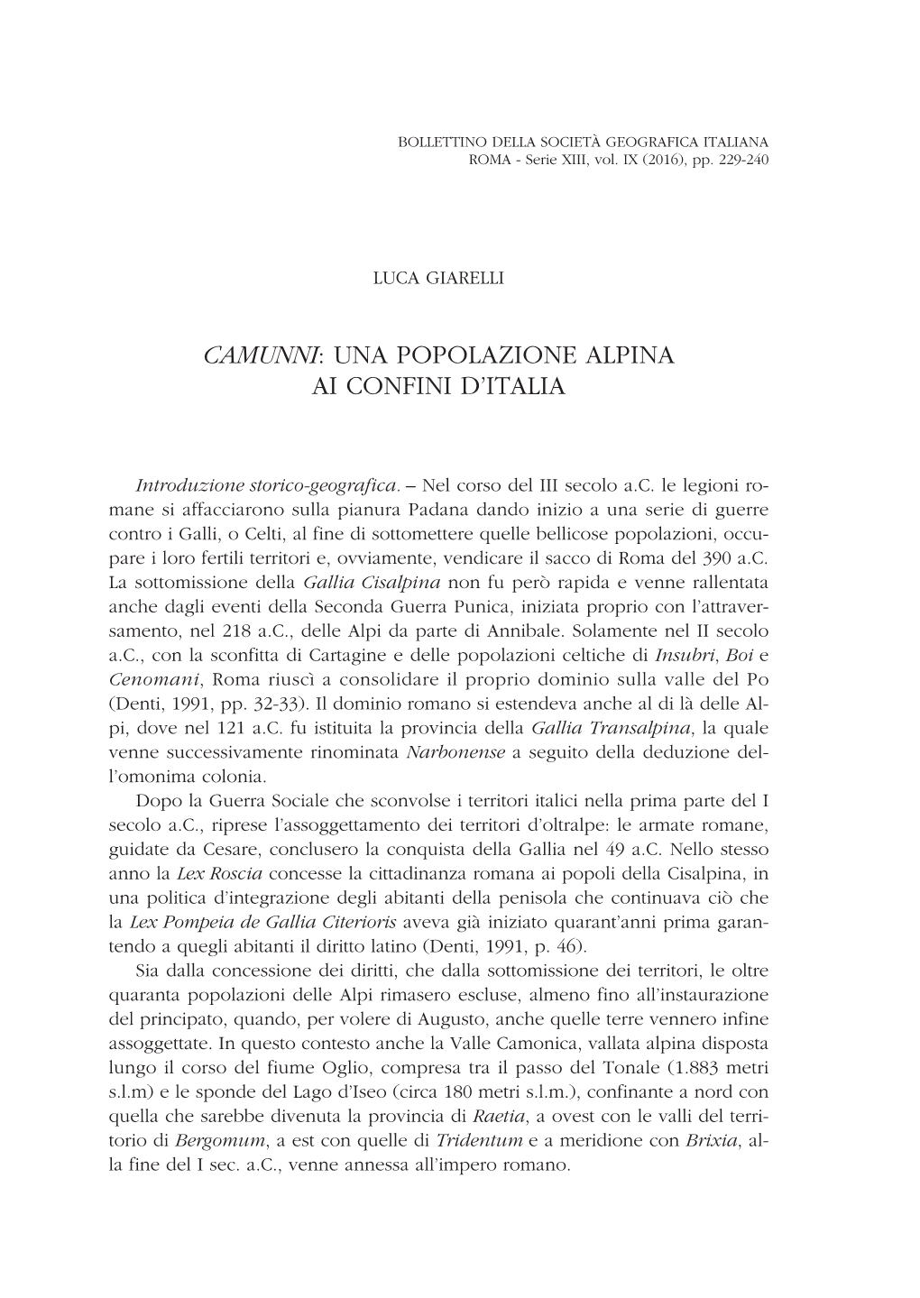 Camunni: Una Popolazione Alpina Ai Confini D’Italia