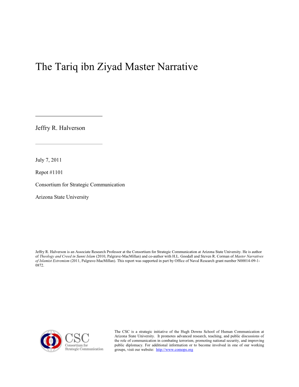 The Tariq Ibn Ziyad Master Narrative