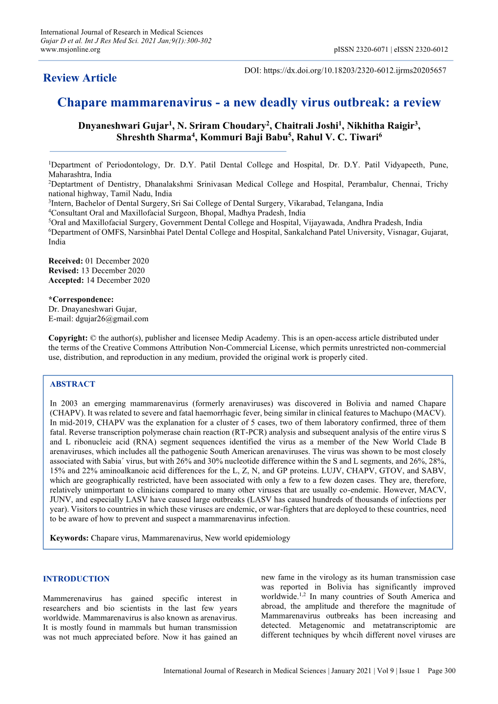 Chapare Mammarenavirus - a New Deadly Virus Outbreak: a Review