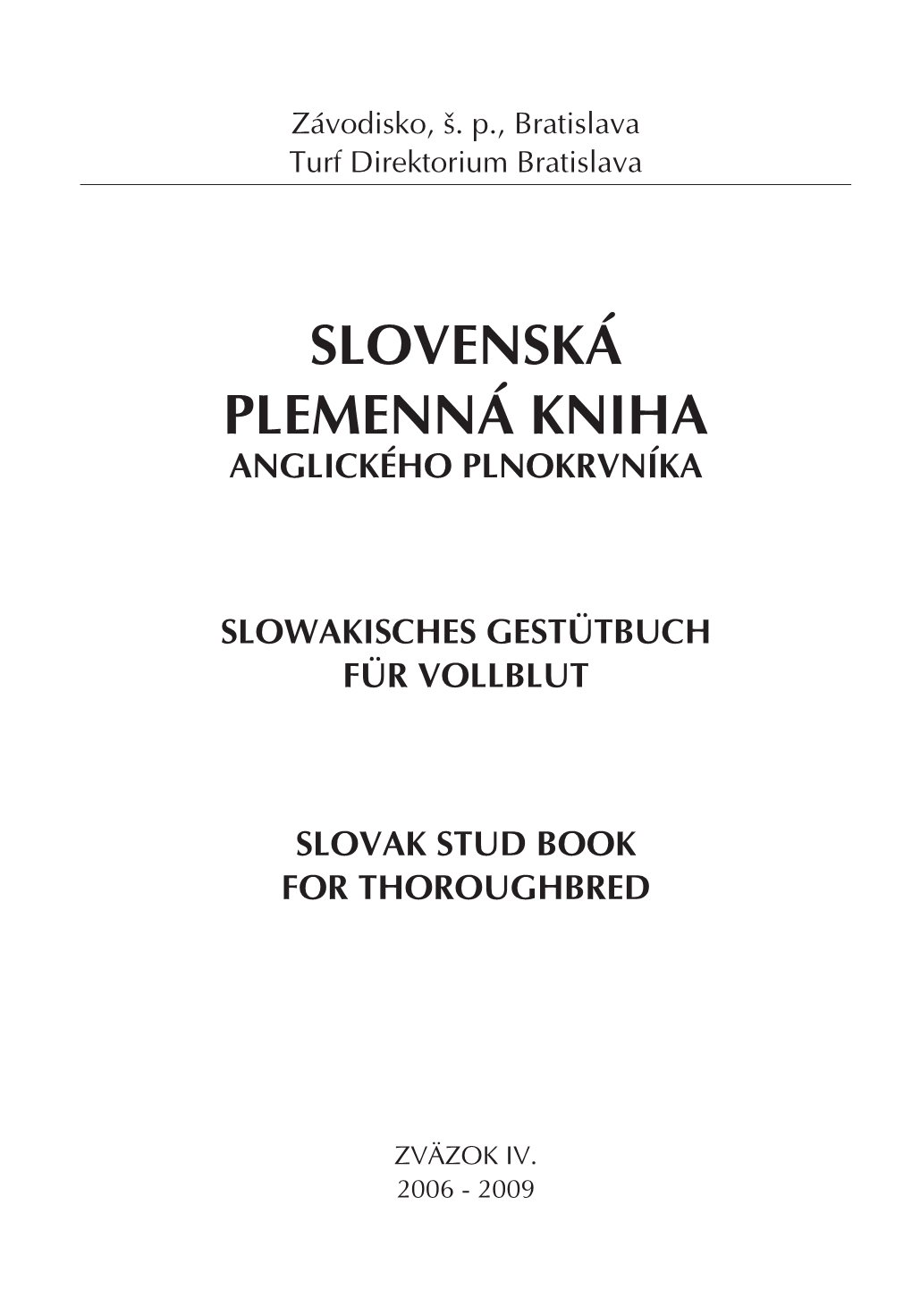 Slovenská Plemenná Kniha Anglického Plnokrvníka
