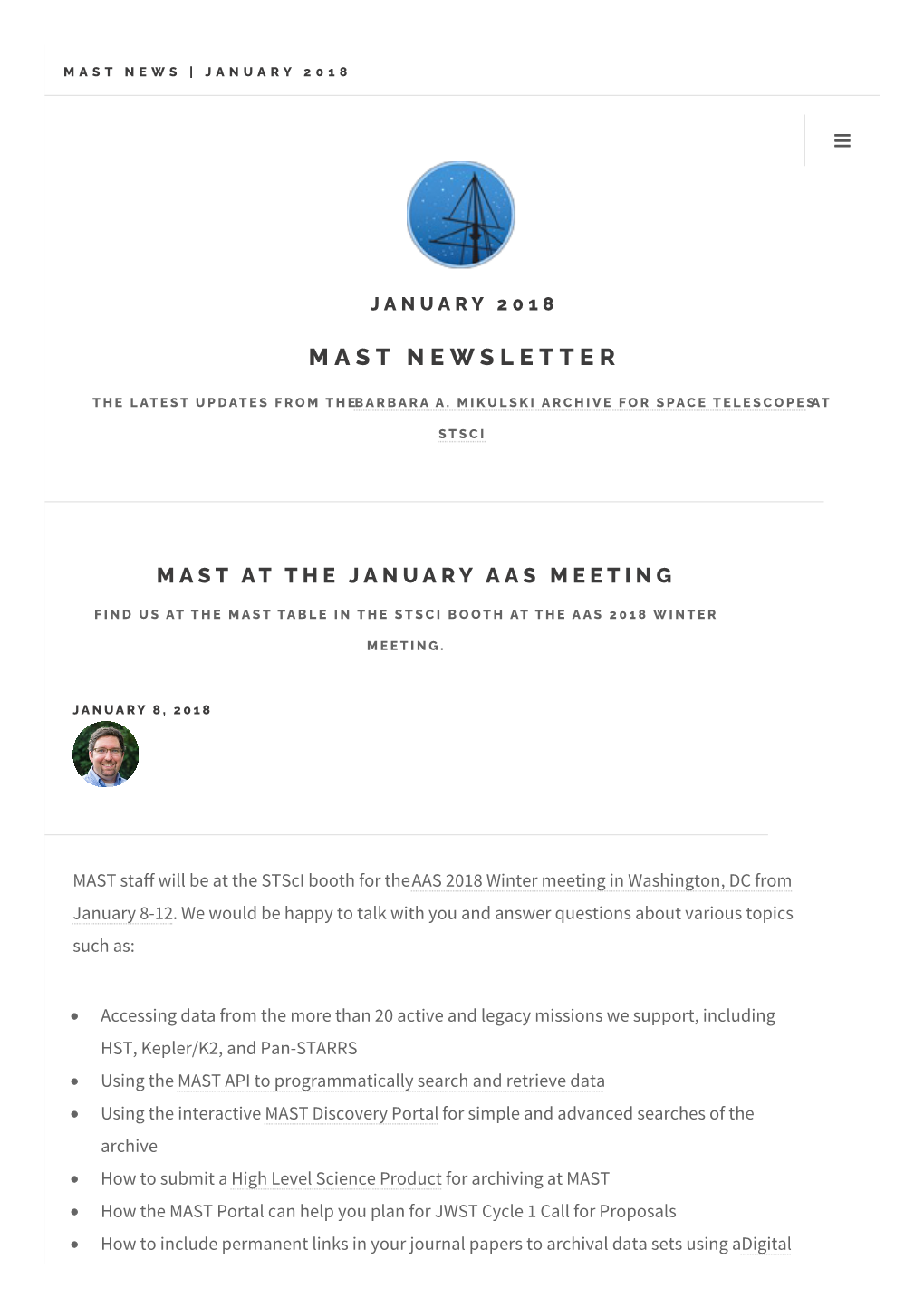 MAST News | January 2018