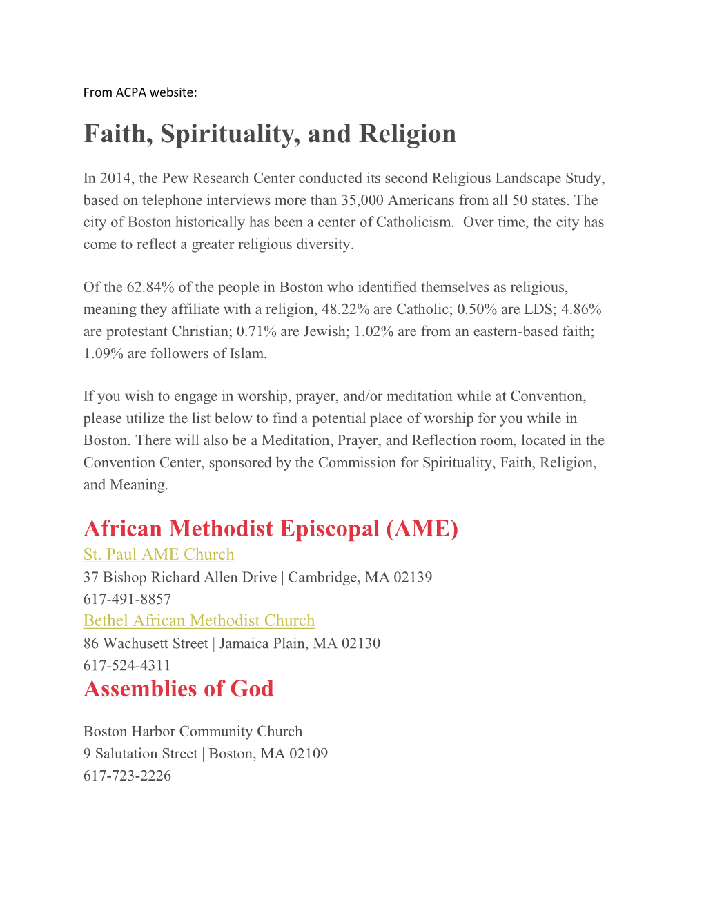 Faith, Spirituality, and Religion