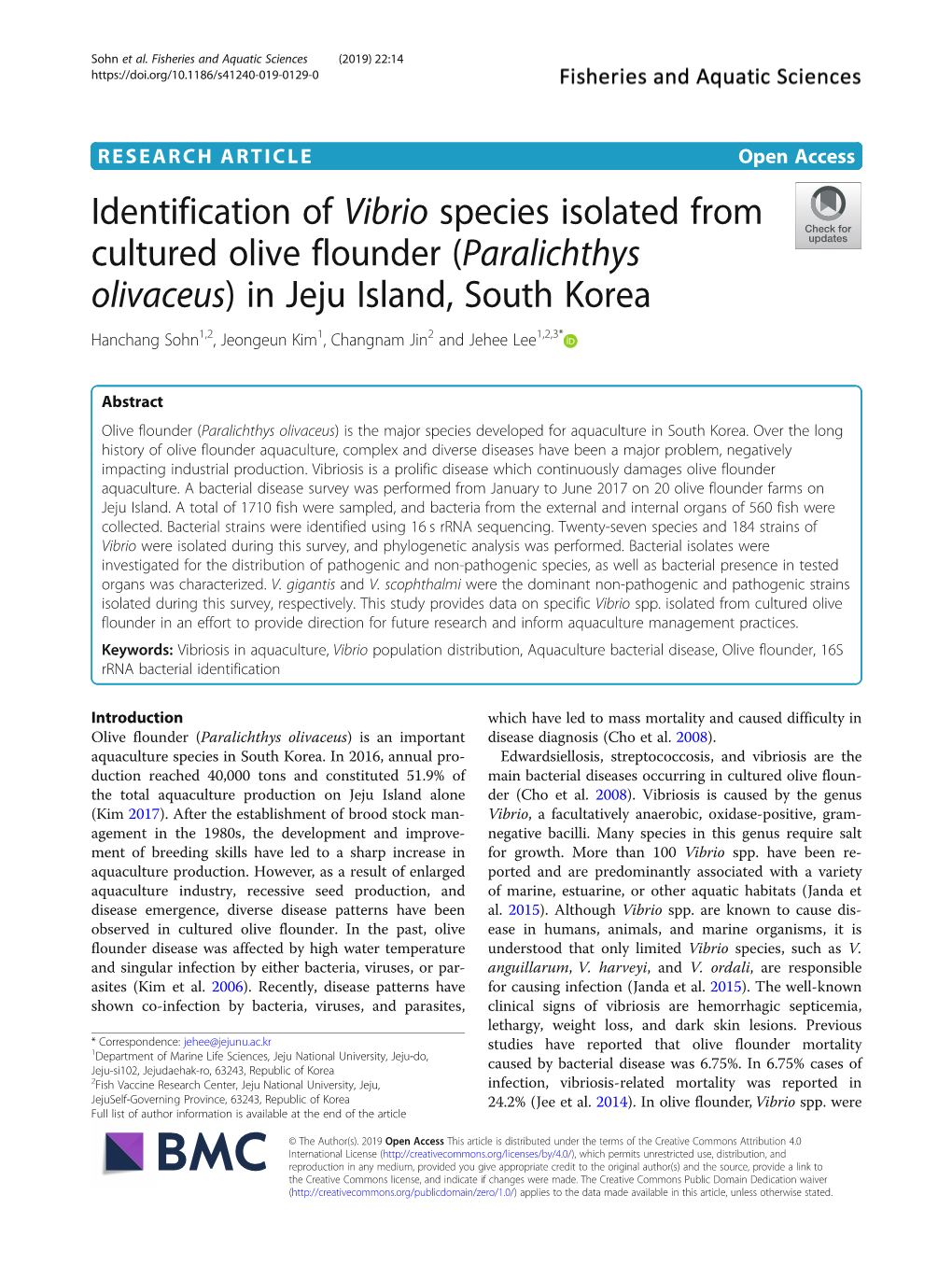 Identification of Vibrio Species Isolated