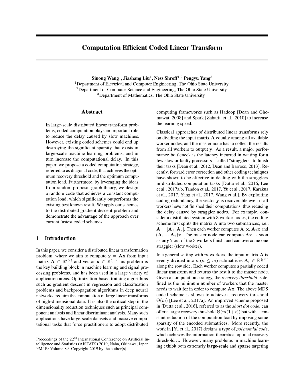 Computation Efficient Coded Linear Transform