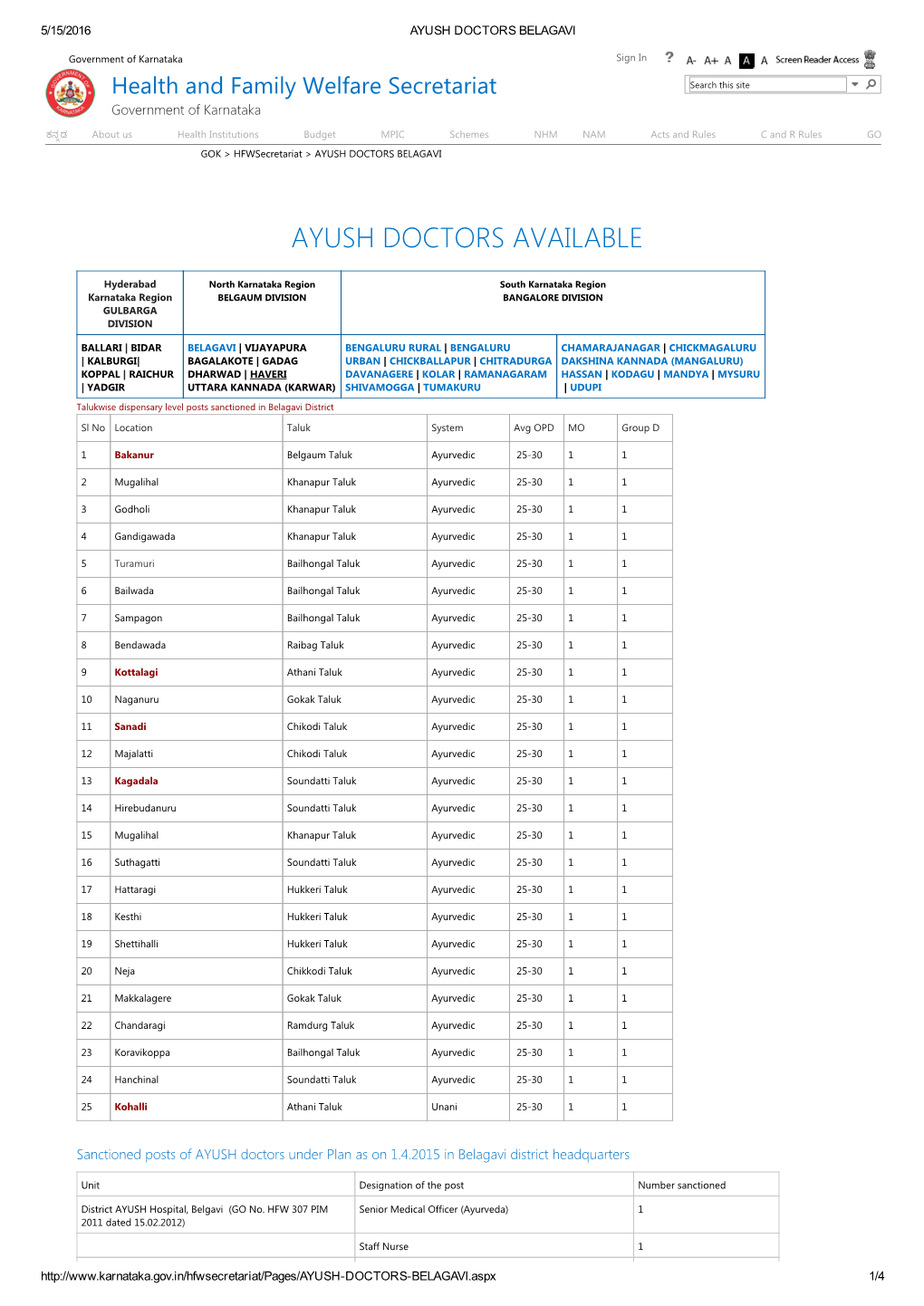 Belgaum Division Bangalore Division Gulbarga Division