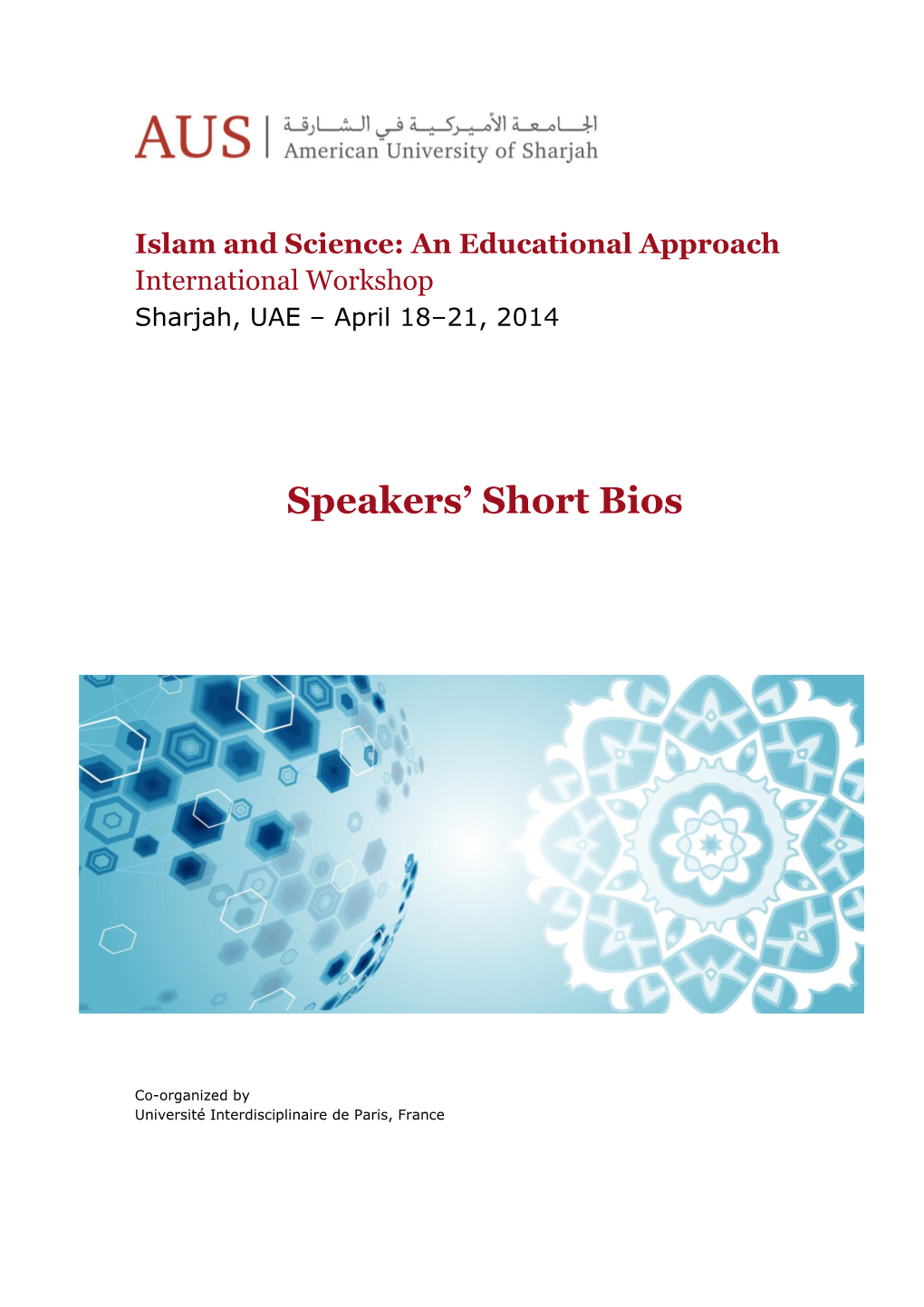Islam and Science Workshop Speakers' Bios