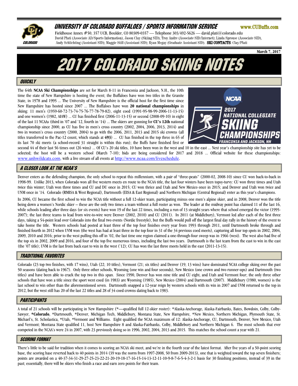 2017 Colorado Skiing Notes