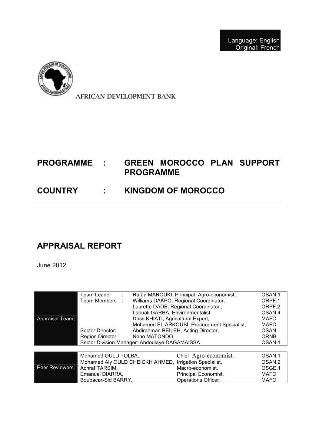 Green Morocco Plan Support Programme