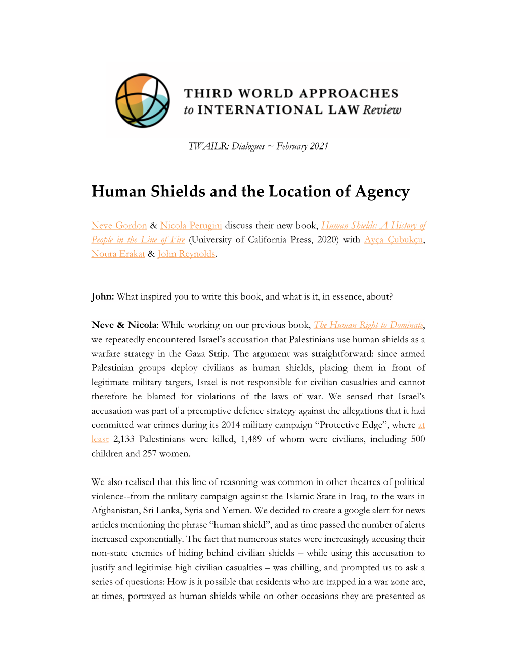 Human Shields and the Location of Agency