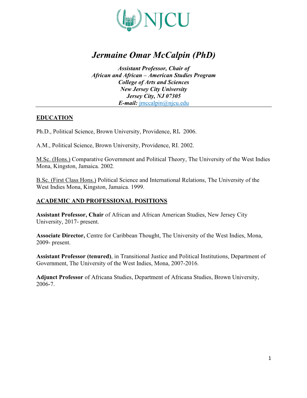 Jermaine Omar Mccalpin (Phd)