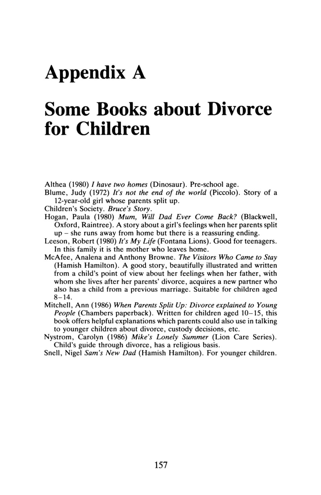Appendix a Some Books About Divorce for Children