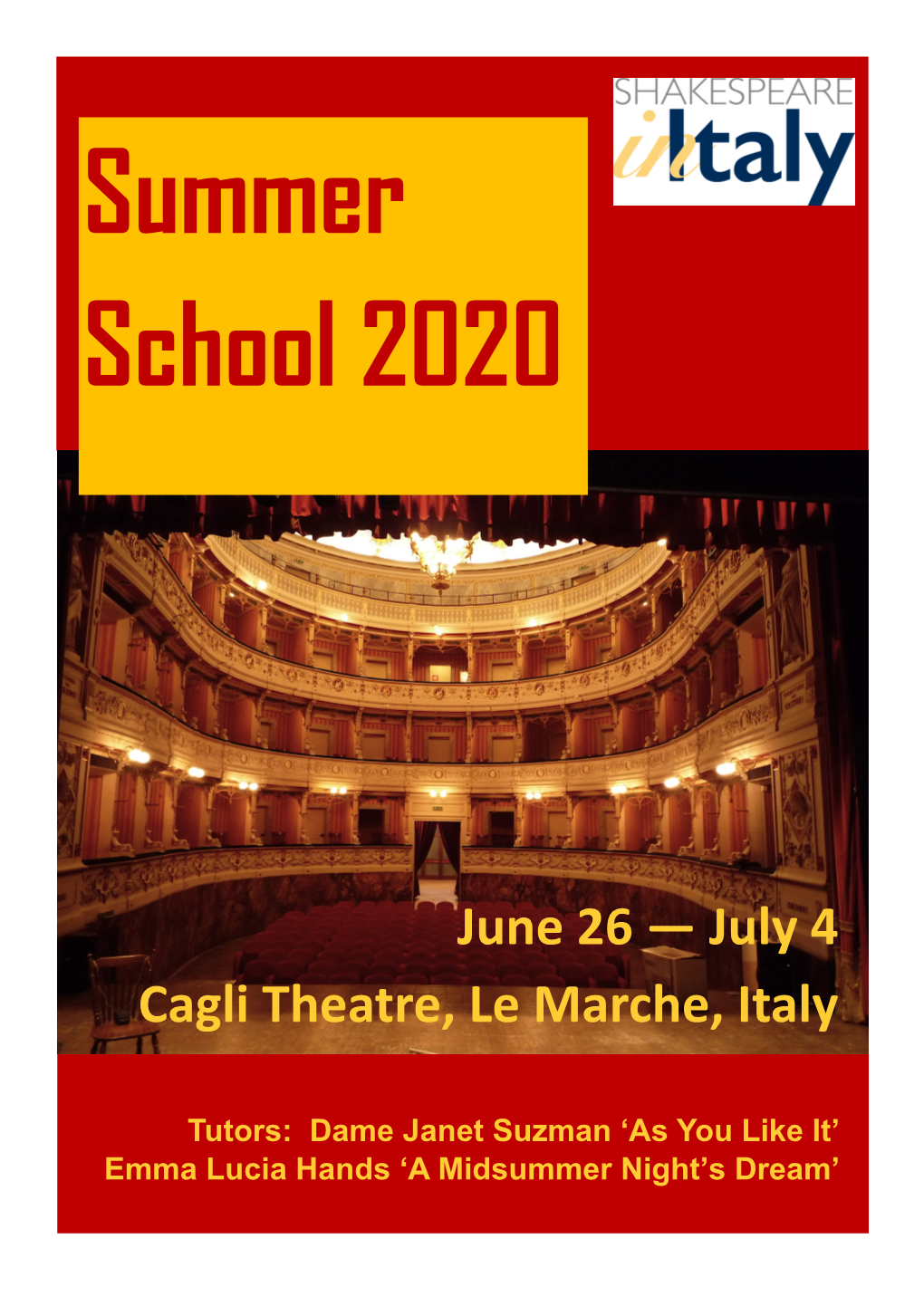 July 4 Cagli Theatre, Le Marche, Italy