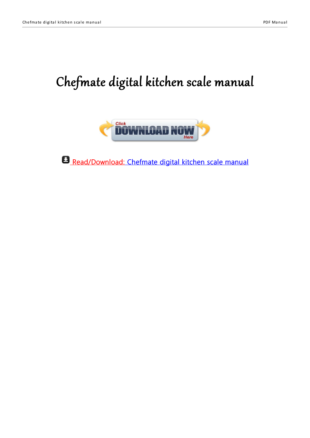 Chefmate Digital Kitchen Scale Manual PDF Manual