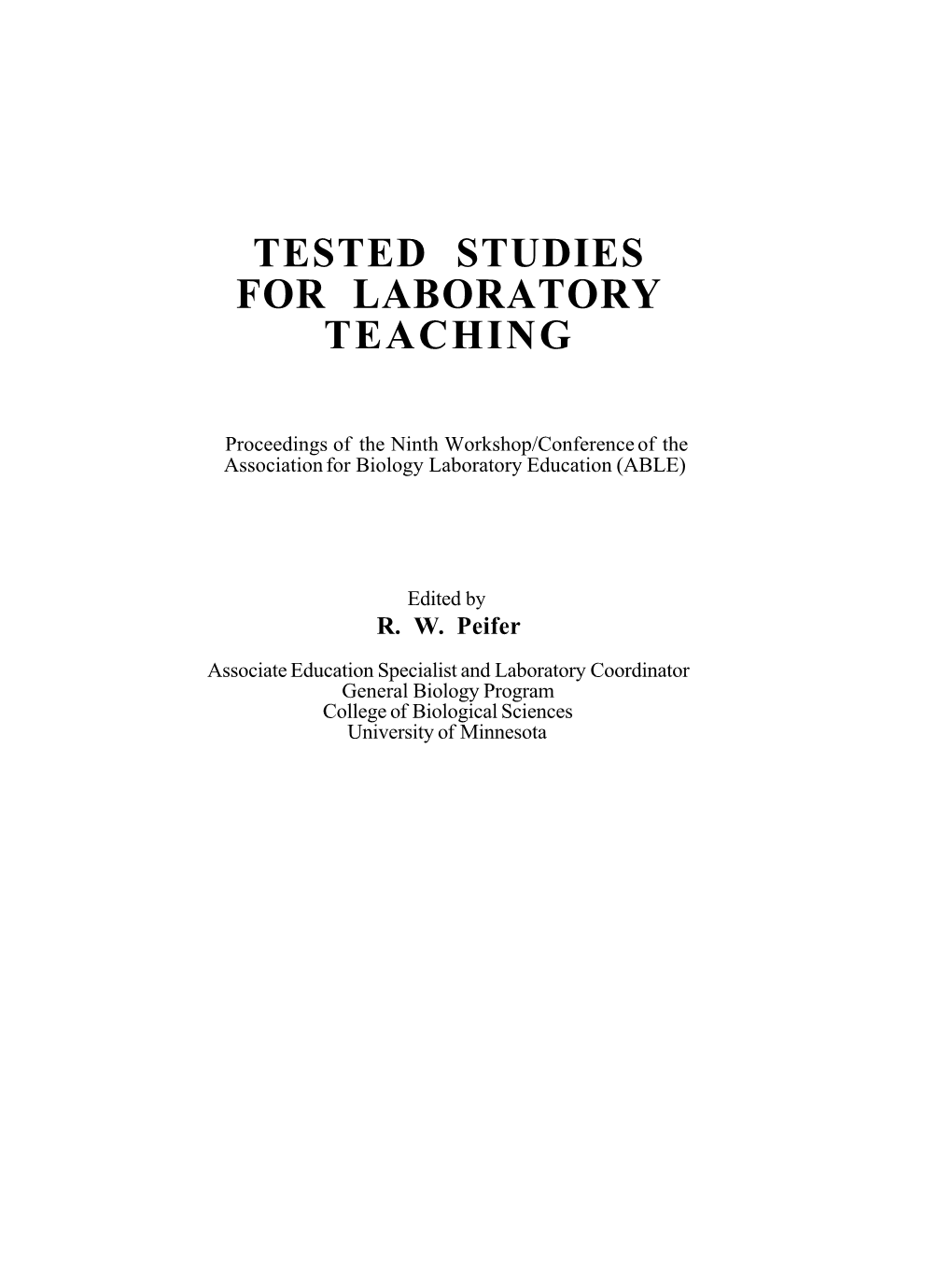 Tested Studies for Laboratory Teaching